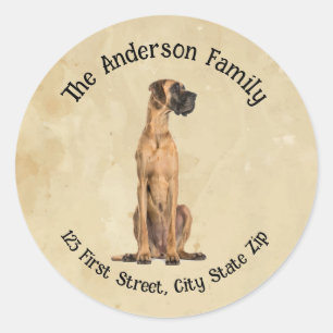 Sticker Rond Custom Great Dane Chien Animal Art