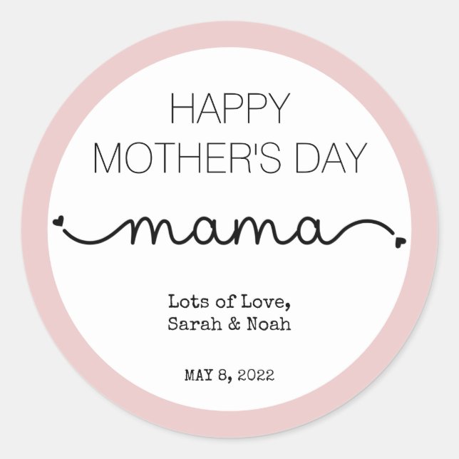 Sticker Rond Custom Happy Mother's Day Mama Elegant (Devant)