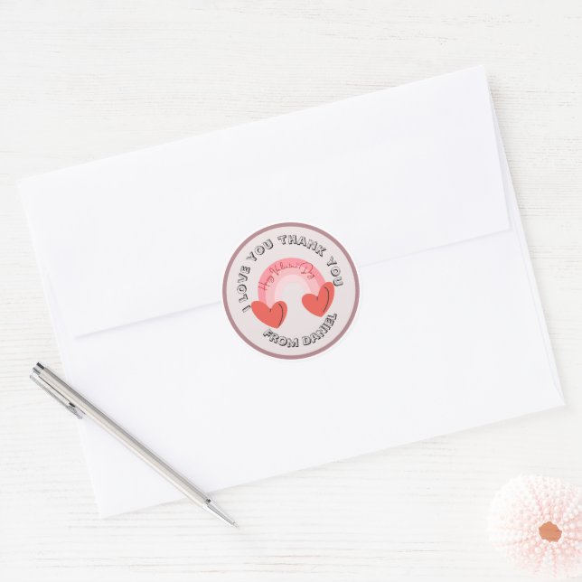 Sticker Rond Custom Minimal Round Name and Message Design (Enveloppe)