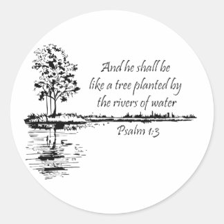 Sticker Rond Custom Name Encouraging Scripture Psalm 1:3