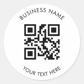 Sticker Rond Custom QR Code Business and Text Promotion White