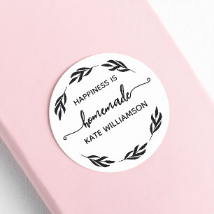 Sticker Rond Custom Rustic Hapiness est fait maison par