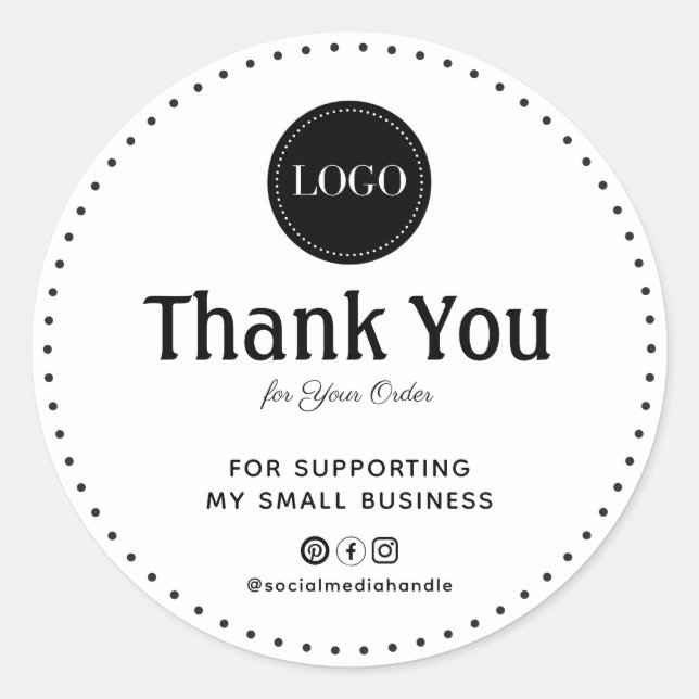 Sticker Rond Custom Thank You For Supporting My Small Business (Devant)