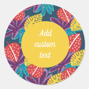 Sticker Rond Custom tropical floral fun colorful