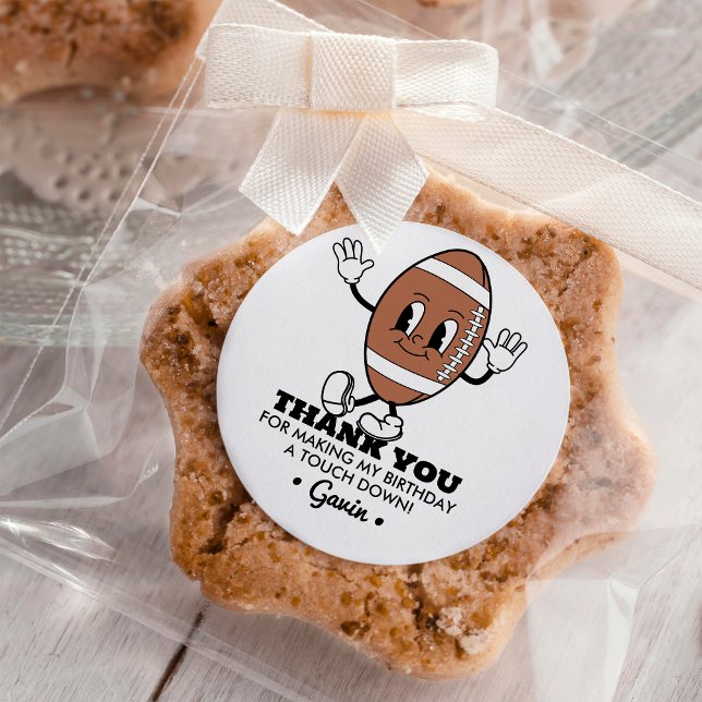 Sticker Rond Customisé Retro Football Anniversaire Merci de fêt (Créateur téléchargé)