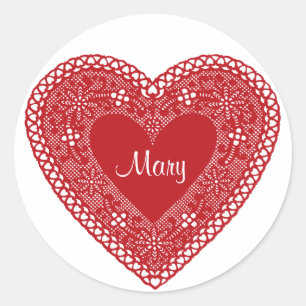 Sticker Rond Customisez votre coeur de dentelle Vintage