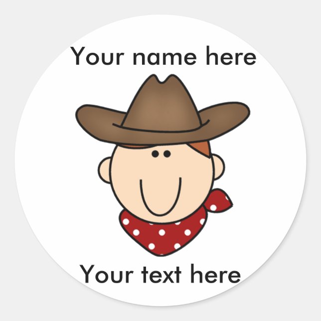 Sticker Rond Customisez-vous Cowboy (Devant)