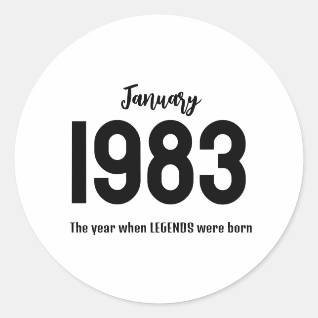Sticker Rond Customizable month year text legend gift (Devant)