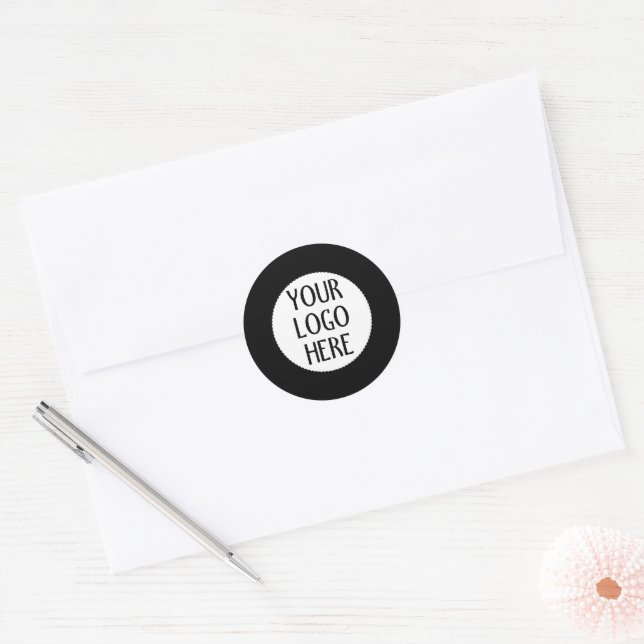 Sticker Rond Customize Your Black White company logo (Enveloppe)