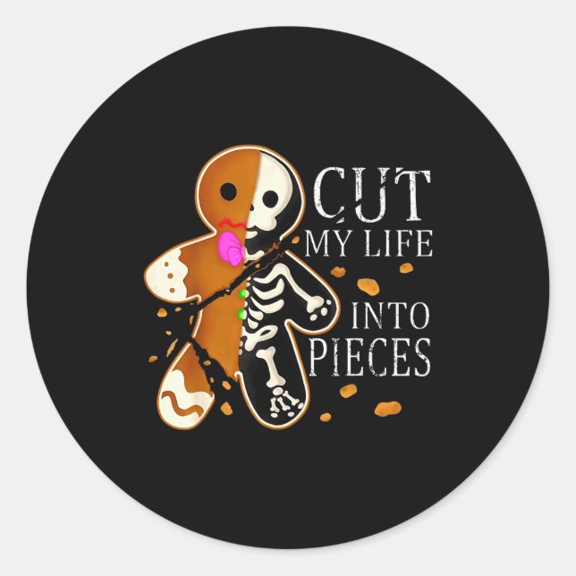 Sticker Rond Cut My Life Into Eces Gingerbread Christmas  (Devant)