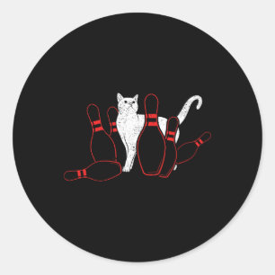 Sticker Rond Cute Alley Chat Knocke Bowler Tipping Bowling Pin