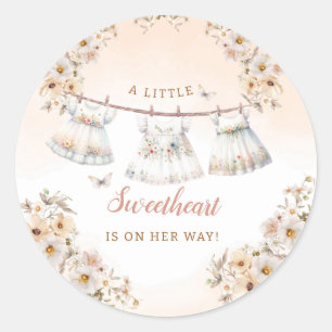 Sticker Rond Cute Aquarelle Boho Vêtements Baby shower fille