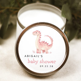 Sticker Rond Cute Aquarelle rose Dinosaure Baby shower fille