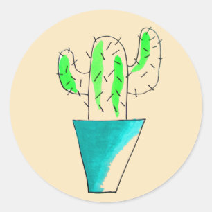 Sticker Rond Cute art plante mexicain de cactus