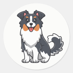 Sticker Rond Cute Aussie Chiot Amoureux des chiens Australian S