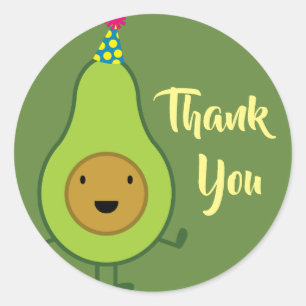 Sticker Rond Cute Avocado 1er Merci d'anniversaire
