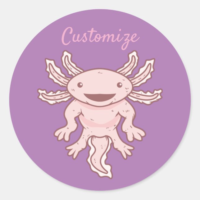 Sticker Rond Cute Axolotl rose Thunder_Cove (Devant)
