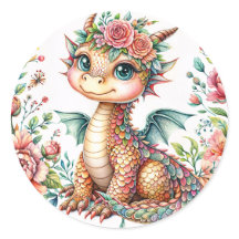 Cute Baby Dragon Blossoms – Floral Watercolor