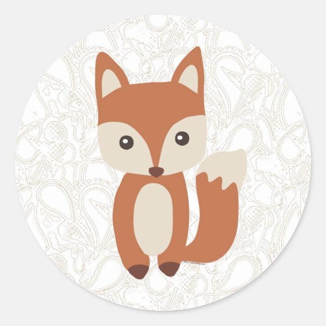 Sticker Rond Cute Baby Fox (Devant)
