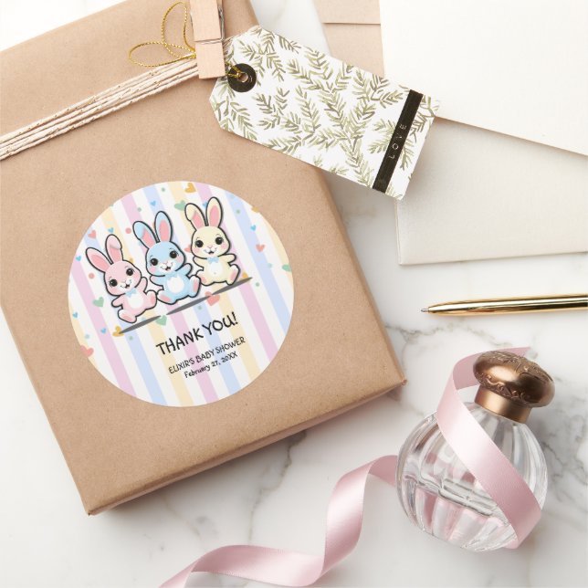 Sticker Rond Cute Baby shower de Bunny-Bunny-Coeur (Cadeaux)