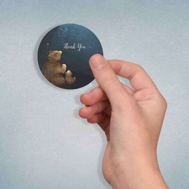 Sticker Rond Cute Bear Twinkle Little Star Merci (Créateur téléchargé)