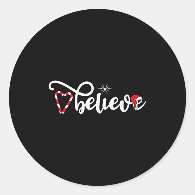Sticker Rond Cute Believe Christmas  (Devant)