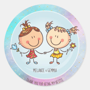 Sticker Rond Cute BFF Besties Kawaii Toxits for Girls Friends