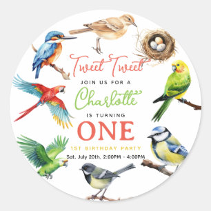 Sticker Rond Cute Bird 1er anniversaire