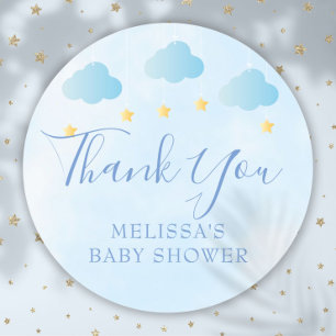 Sticker Rond Cute Blue Baby Boy Douche Merci Favor