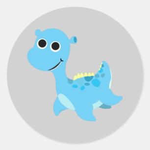 Sticker Rond Cute Blue Nessie