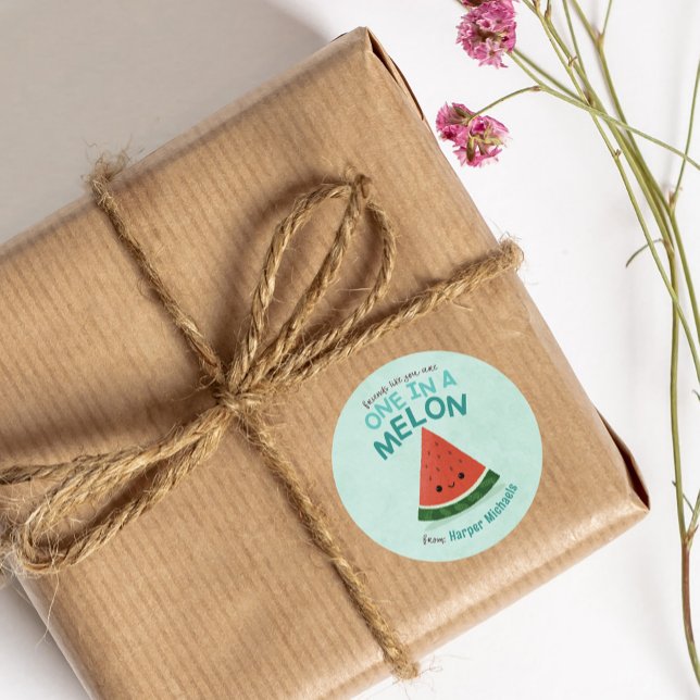 Sticker Rond Cute Blue Watermelon School Salle de classe Valent (Créateur téléchargé)