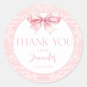 Sticker Rond Cute Blush Rose Bow Baby Girl Douche Merci