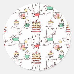 Sticker Rond Cute Boulangerie Chef Dessin