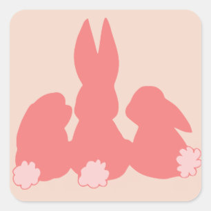 Sticker rond Cute Bunnies Corail, Glossy