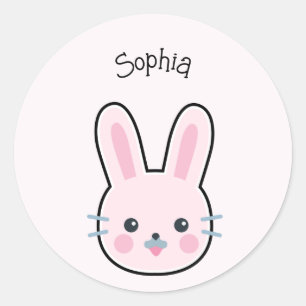 Sticker Rond Cute Bunny rose Kawaii