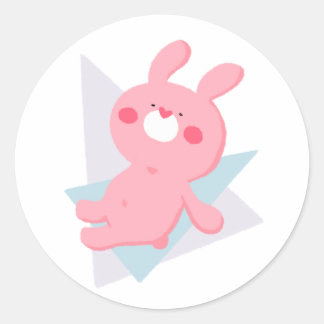 Sticker Rond Cute bunny with heart nose