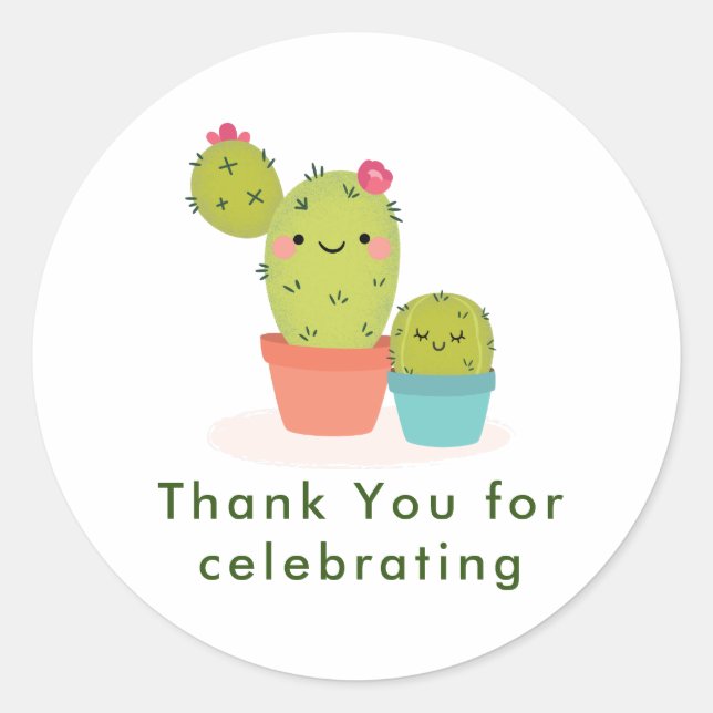 Sticker Rond Cute Cactus (Devant)