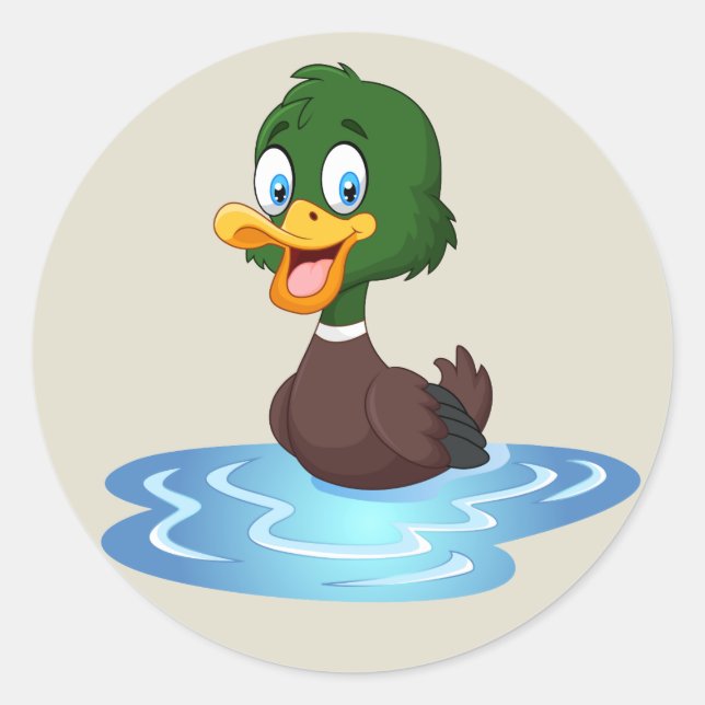 Sticker Rond Cute canard cartonné (Devant)