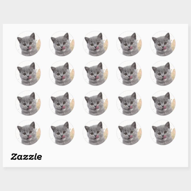 Sticker Rond Cute cat  (Feuille)