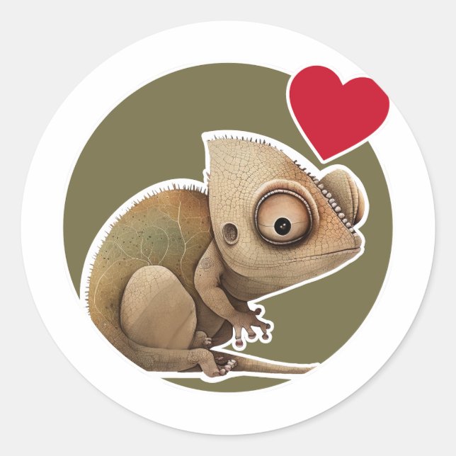 Sticker Rond Cute Chameleon (Devant)
