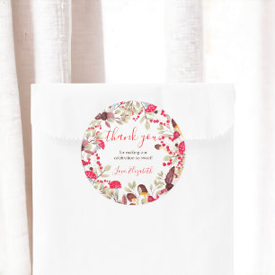 Sticker Rond Cute champêtre forêt rustique merci baby shower