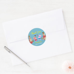 Sticker Rond Cute Chat avec présentateurs Anniversaire de enfan
