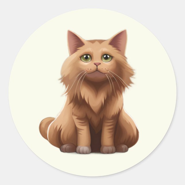 Sticker Rond Cute chat gingembre kawaii chatons, animaux domest (Devant)