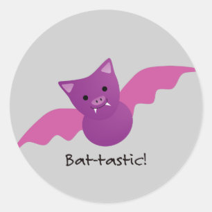 Sticker Rond Cute chauve chauve-souris rose batastique