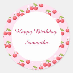 Sticker Rond Cute Cherry 1ère fête d'anniversaire