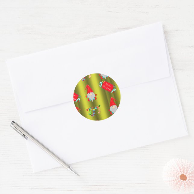 Sticker Rond Cute Christmas Gnomes (Enveloppe)