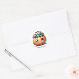 Sticker Rond Cute Citrouille Planteur Succulent