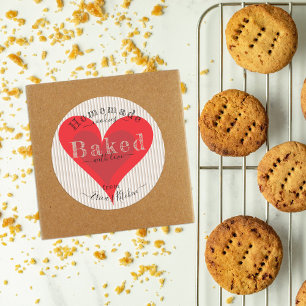Sticker Rond Cute Coeur Rouge Cuisiné Avec Amour De La Cuisine