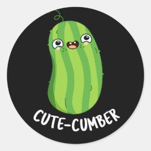 Sticker Rond Cute concombre Cucumber Pun Dark BG