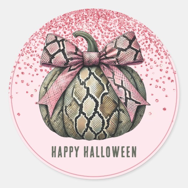 Sticker Rond Cute Coquette Snakeskin Citrouille Parties scintil (Devant)